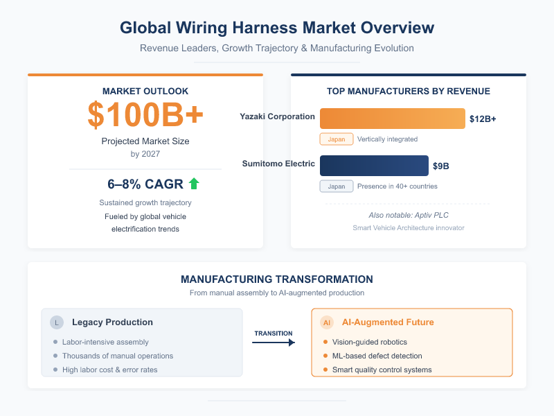 Key data trends infographic showing market size, CAGR, and sector breakdown