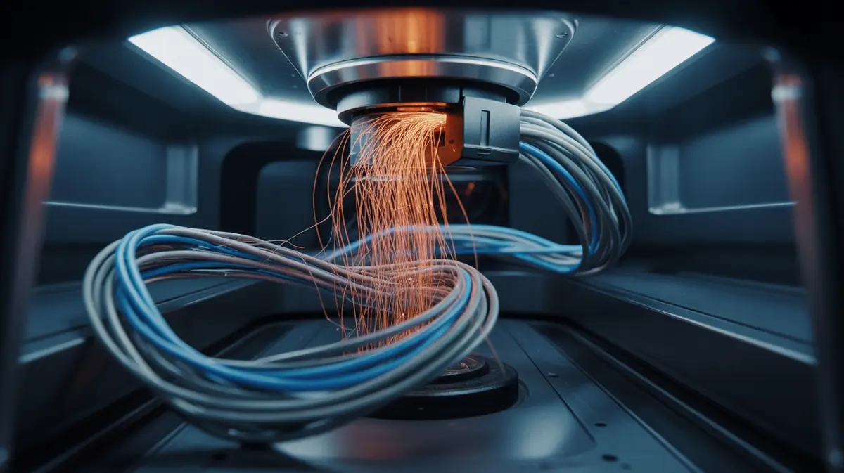 Automated wire harness production line with robotic arms and quality inspection systems
