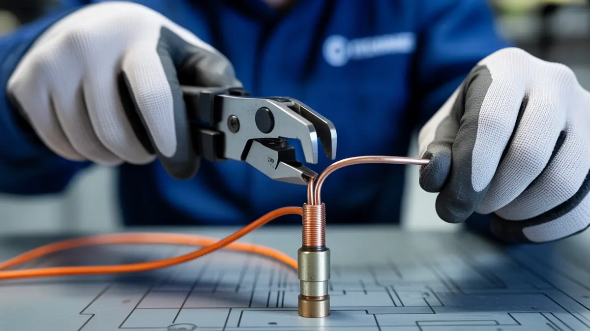 Array of colorful wire harnesses for automotive and aerospace applications laid out on a workbench